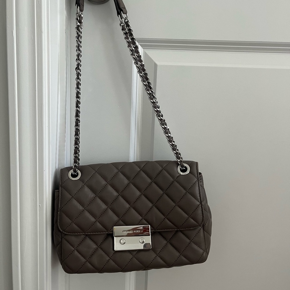 Michael Kors Dark Brown Quilted Shoulder Bag